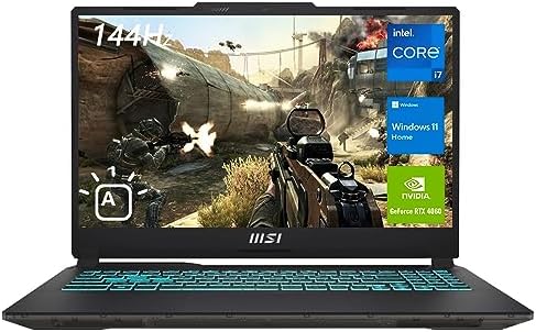 MSI Cyborg 15 Gaming Laptop, 15.6″ FHD 144Hz Display, Intel Core i7-12650H, NVIDIA GeForce RTX 4060, 32GB DDR5 RAM, 1TB SSD, Webcam, Backlit Keyboard, Wi-Fi 6, Windows 11 Home, Translucent Black